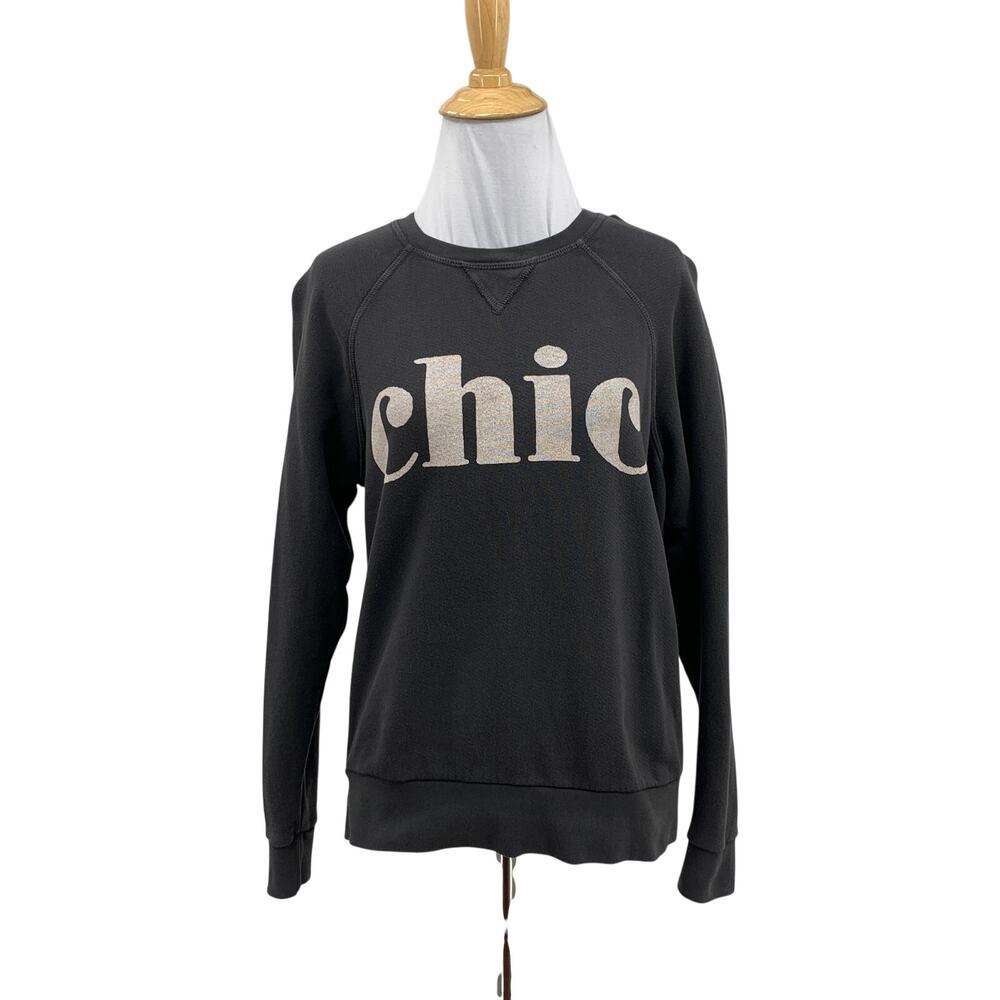 Anthropologie x Sol Angeles Sweatshirt Women XS Extra Small Chic Graphic VStitch